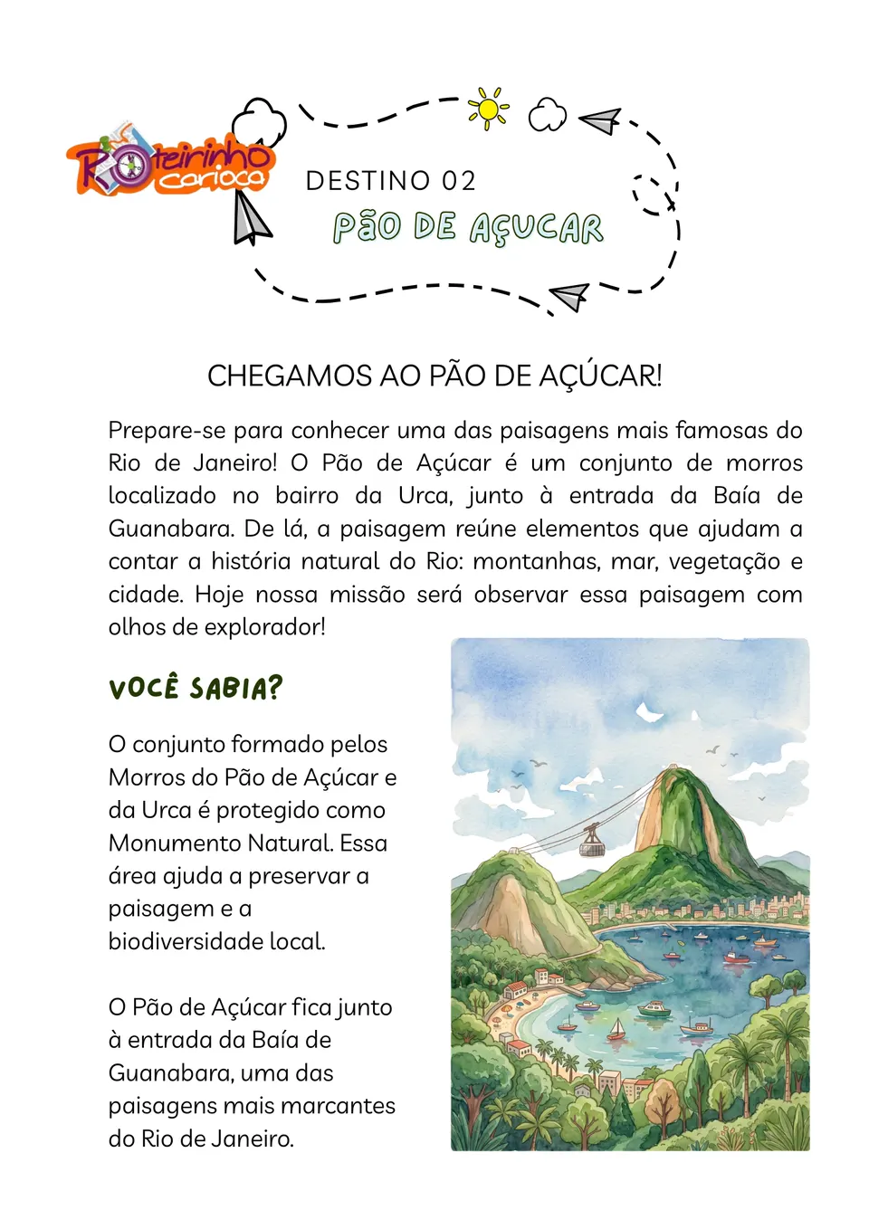 Página sobre o Pão de Açúcar