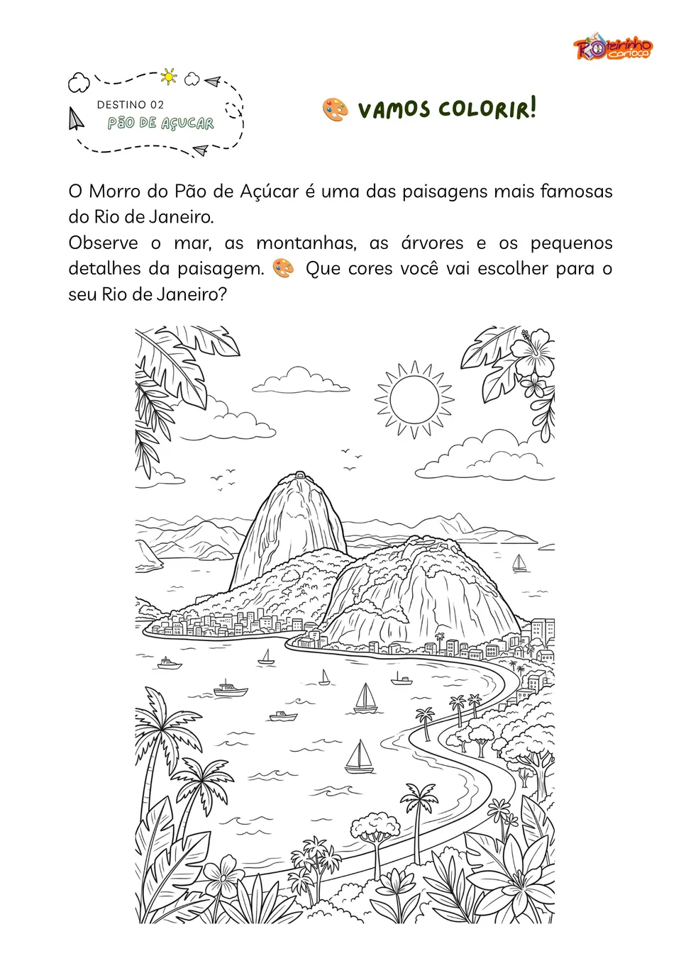 Atividade para colorir o Pão de Açúcar